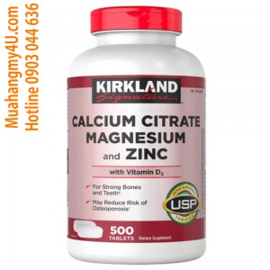 Kirkland Signature Calcium Citrate Magnesium and Zinc, 500 Tablets
