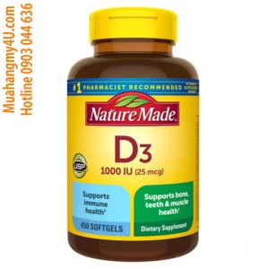 Nature Made Vitamin D3 25 mcg., 650 Softgels
