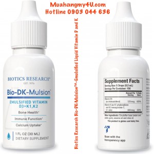 Biotics Research Bio-DK-Mulsion™–Emulsified Liquid Vitamin D and K